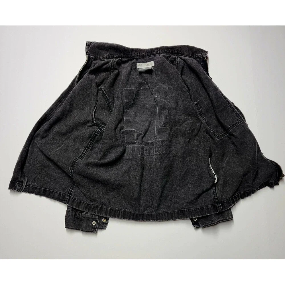 ZARA x Minecraft 15th Anniversary Denim Jacket Charcoal Kids 8-9 Full Zip Gamer